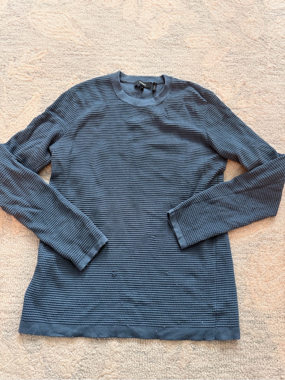 Theory Men's Waffle-Knit Long Sleeve - Slate Blue